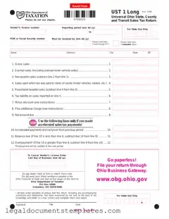 Free Ohio Sales Tax Ust 1 PDF Form