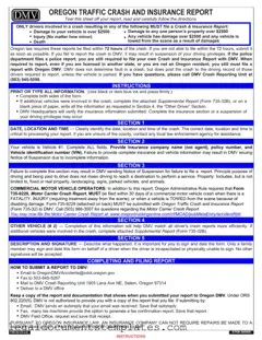 Free Oregon Dmv Accident Report PDF Form