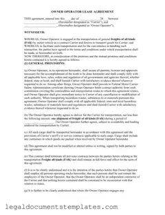 Free Owner Operator Lease Agreement PDF Form