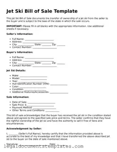 Legal Jet Ski Bill of Sale Document