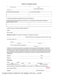 Free Temporary Custody PDF Form