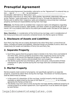 Legal Prenuptial Agreement Document