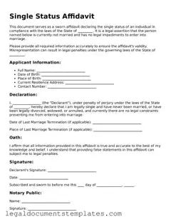 Legal Single Status Affidavit Document