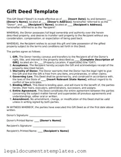 Legal Gift Deed Document