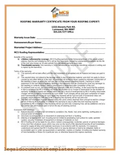 Free Roofing Warranty Certificate PDF Form