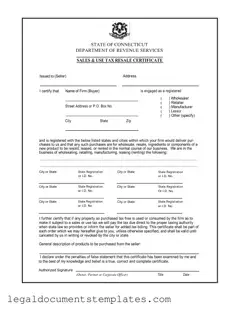 Free Ct Resale Certificate PDF Form