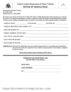 Free Sc Dmv 416 PDF Form