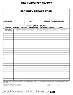 Free Security Guard Daily Report Sample PDF Form