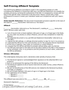 Legal Self-Proving Affidavit Document