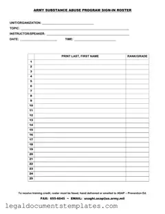 Free Sign In Roster PDF Form