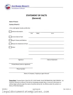 Free Statement Of Fact Texas PDF Form