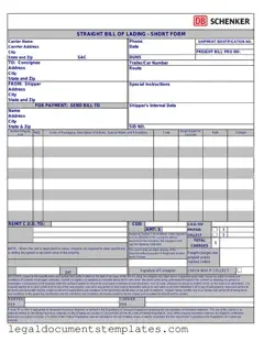 Free Straight Bill Of Lading PDF Form