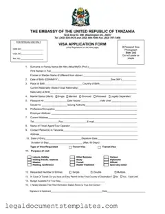 Free Tanzania Visa Applicaiton PDF Form