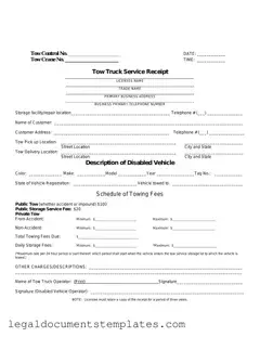 Free Tow Truck Receipt PDF Form