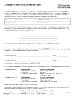 Free Toyota Finacial Payoff PDF Form