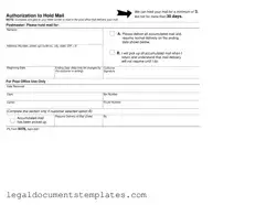 Free Usps Hold Mail Request PDF Form