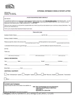 Free Vehicle Payoff Sample Letter PDF Form