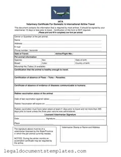 Free Veterinary Certificate Travel PDF Form