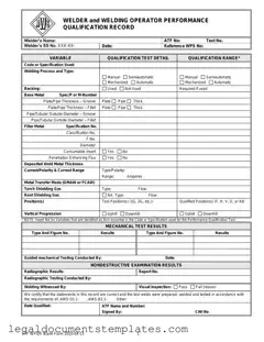 Free Welder Performance Qualification Record PDF Form