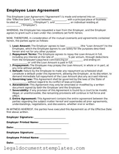 Legal Employee Loan Agreement Document