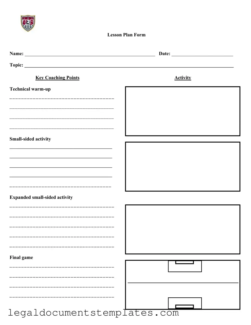 Free Soccer Training Session Plan PDF Form