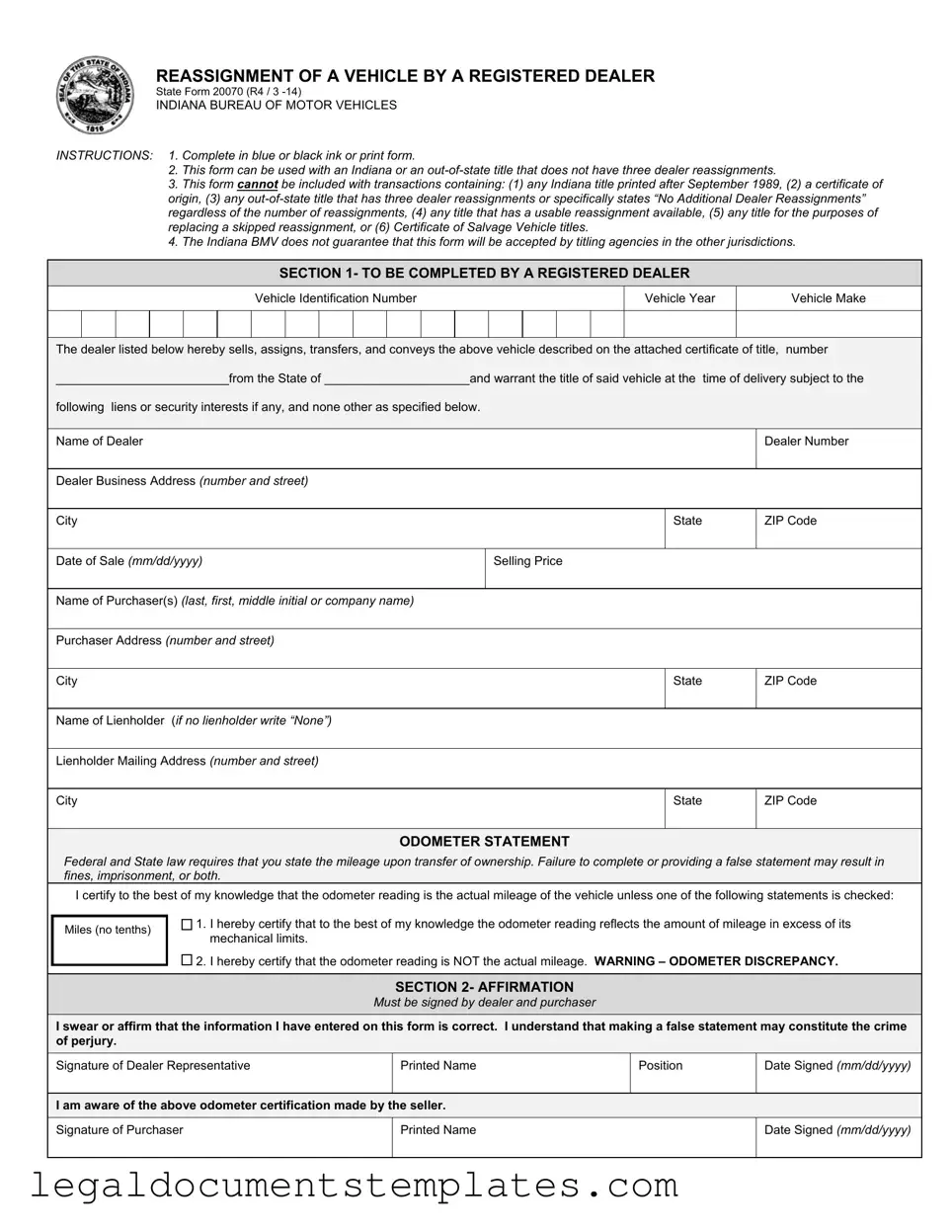 Free State 20070 PDF Form