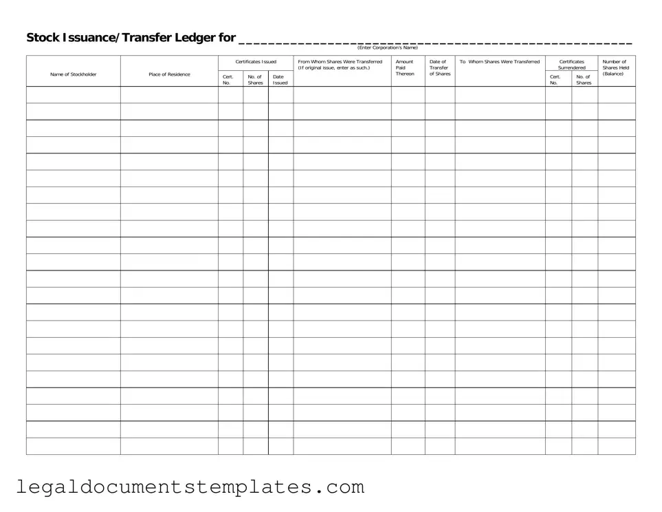 Free Stock Transfer Ledger PDF Form