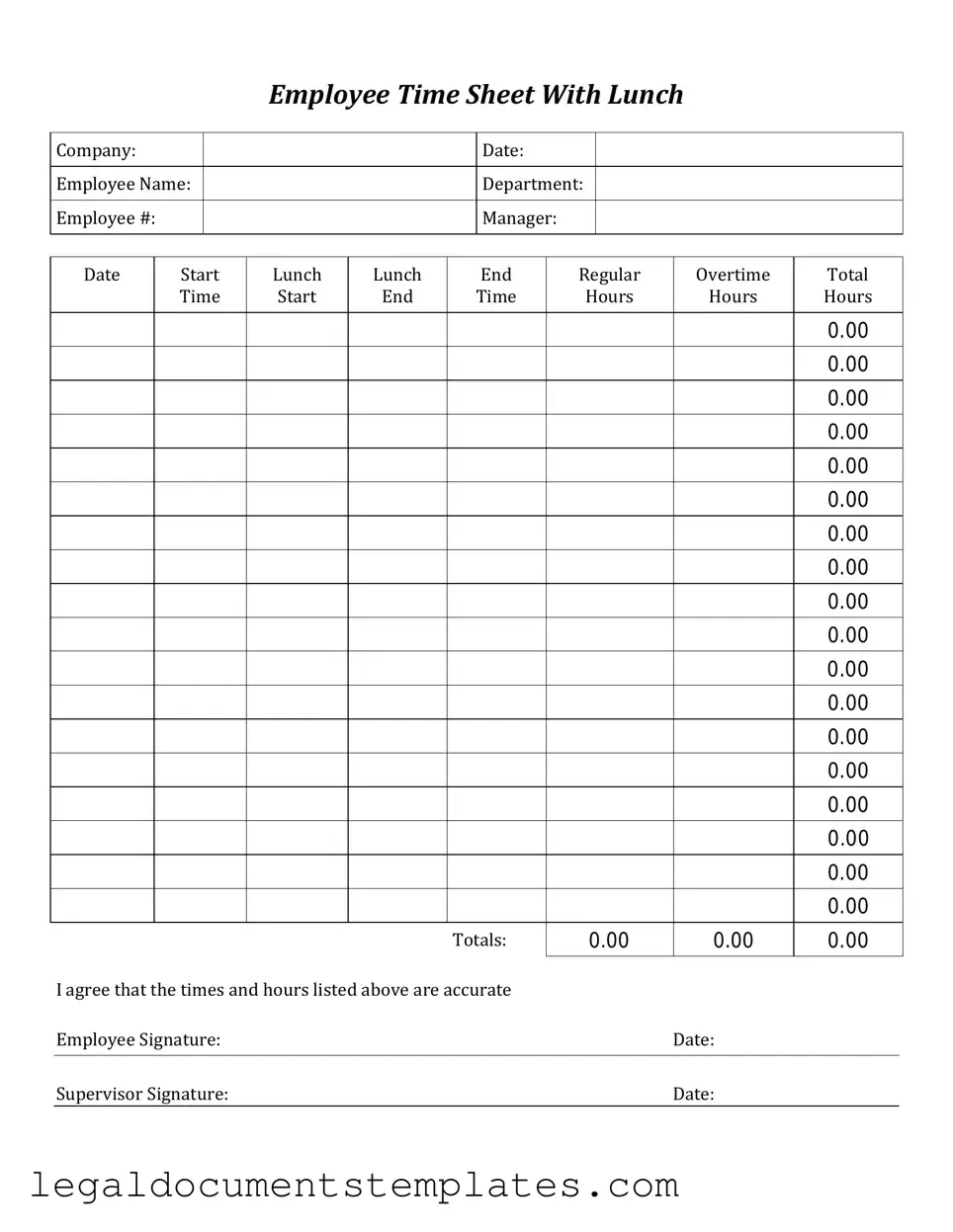 Free Time Card PDF Form