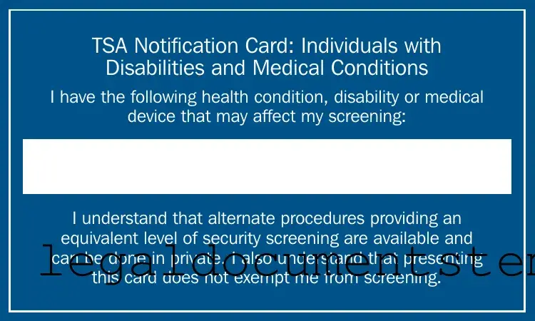 Free Tsa Notification Card PDF Form