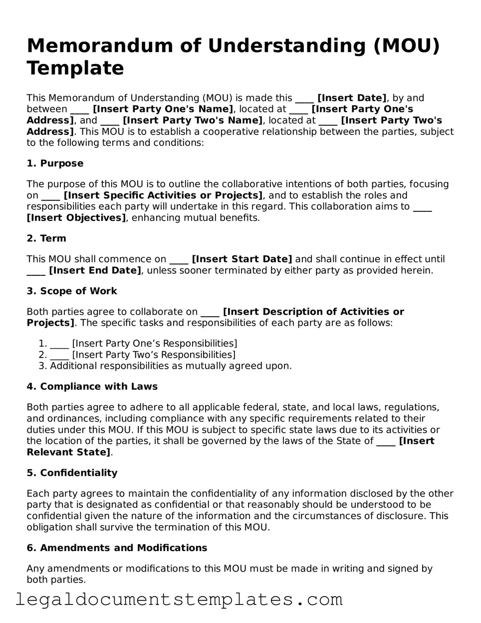 Legal Memorandum of Understanding Document