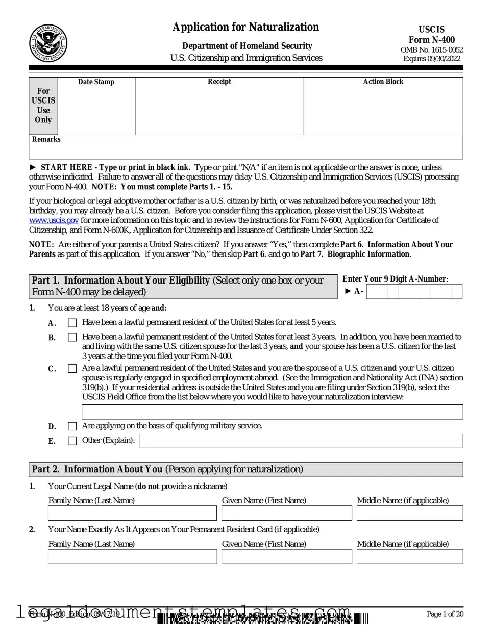 Free USCIS N-400 PDF Form
