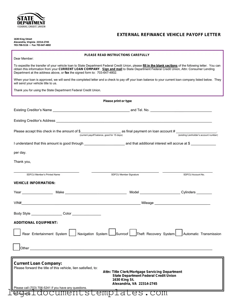 Free Vehicle Payoff Sample Letter PDF Form
