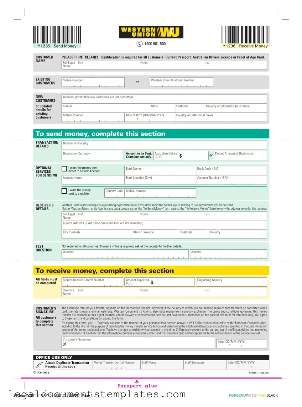 Free Western Union PDF Form