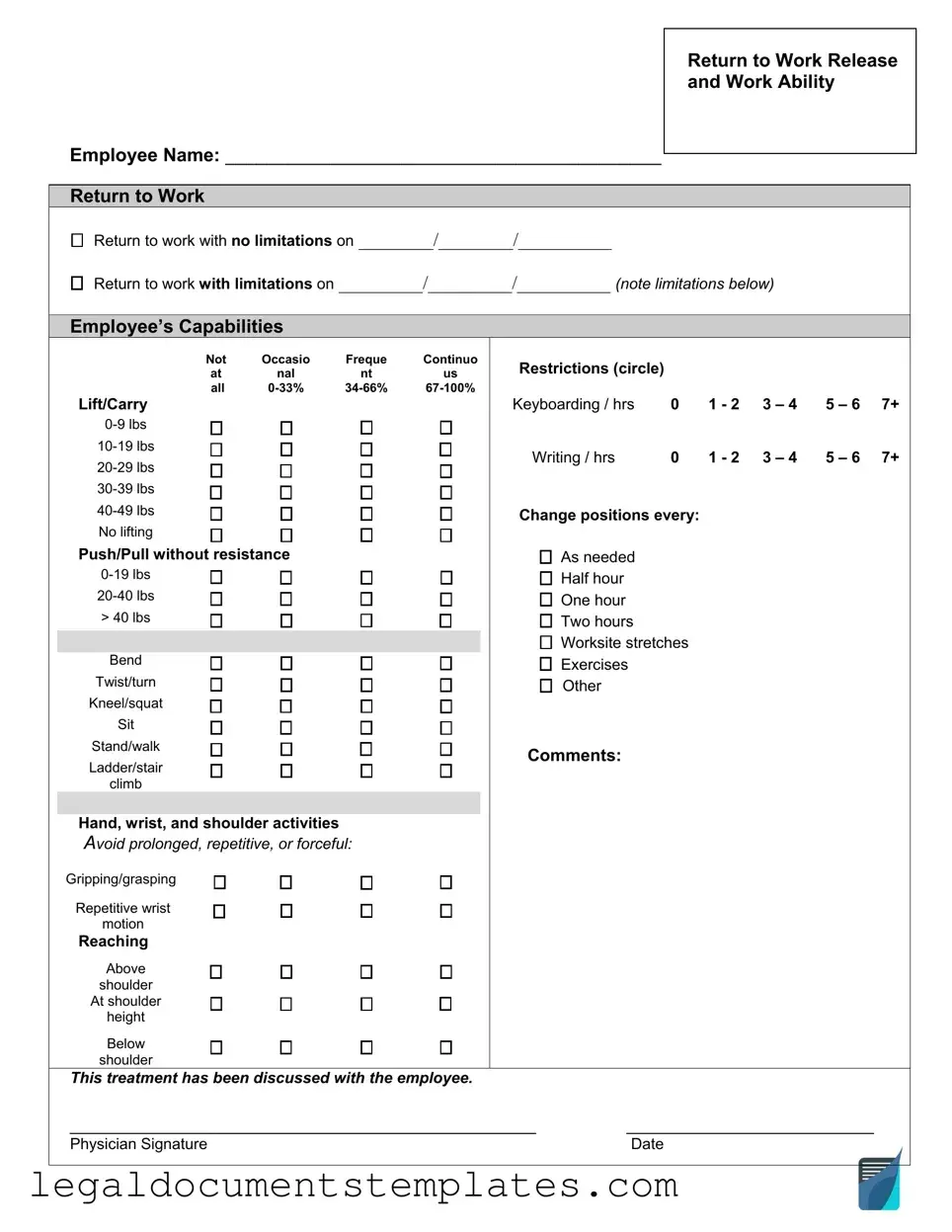Free Work Release PDF Form