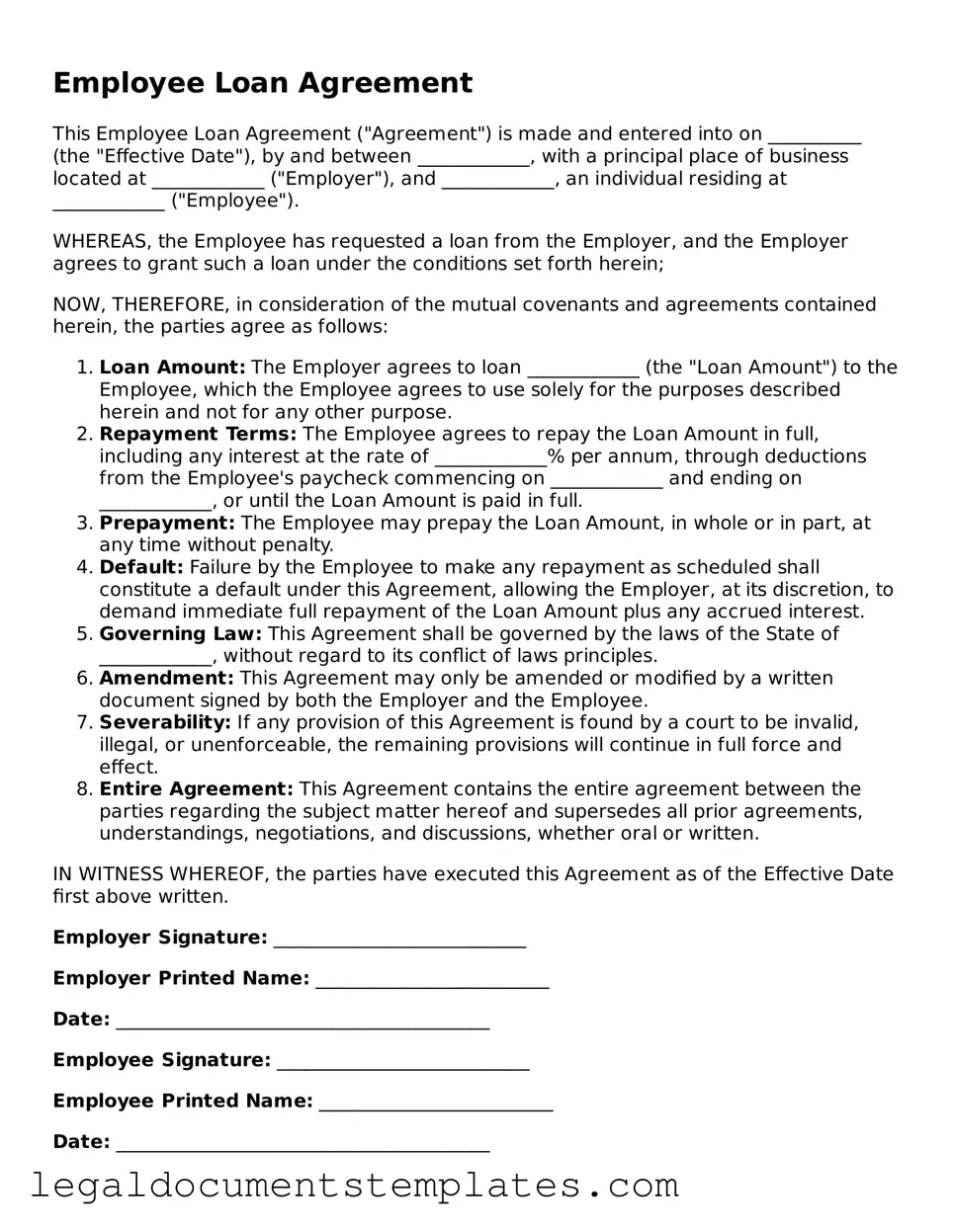 Legal Employee Loan Agreement Document